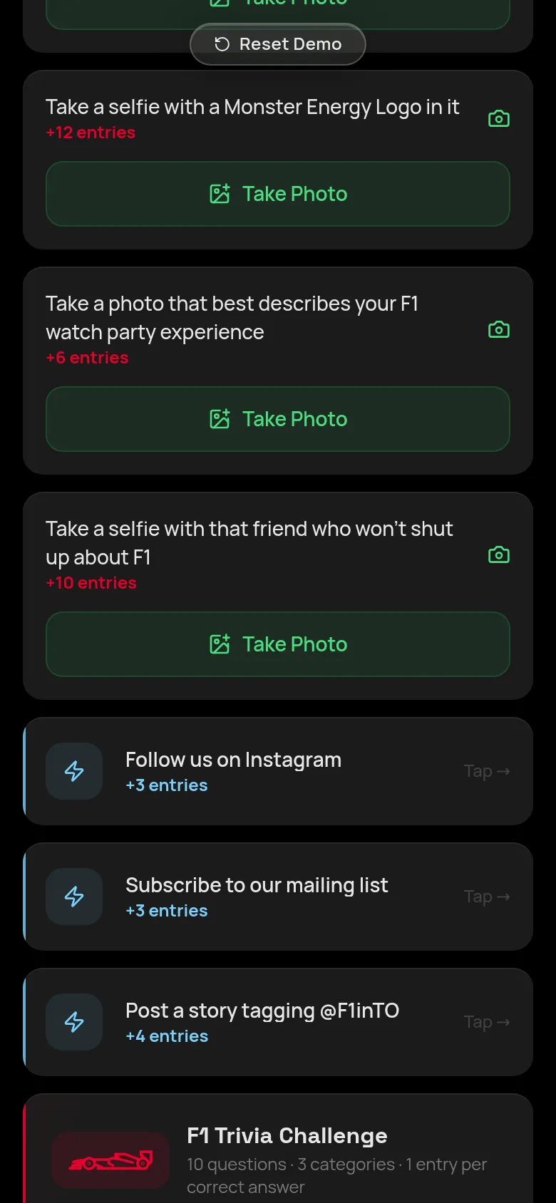 F1inTO app: photo missions with a sponsor in frame