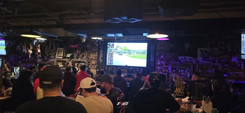 The room facing the big screen on Canadian Grand Prix race day