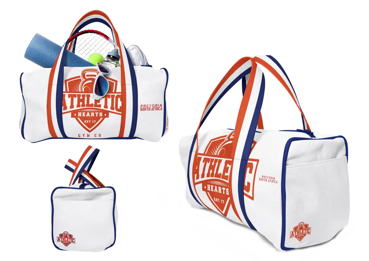 Athletic Hearts holdall and gym bags in red, white and blue