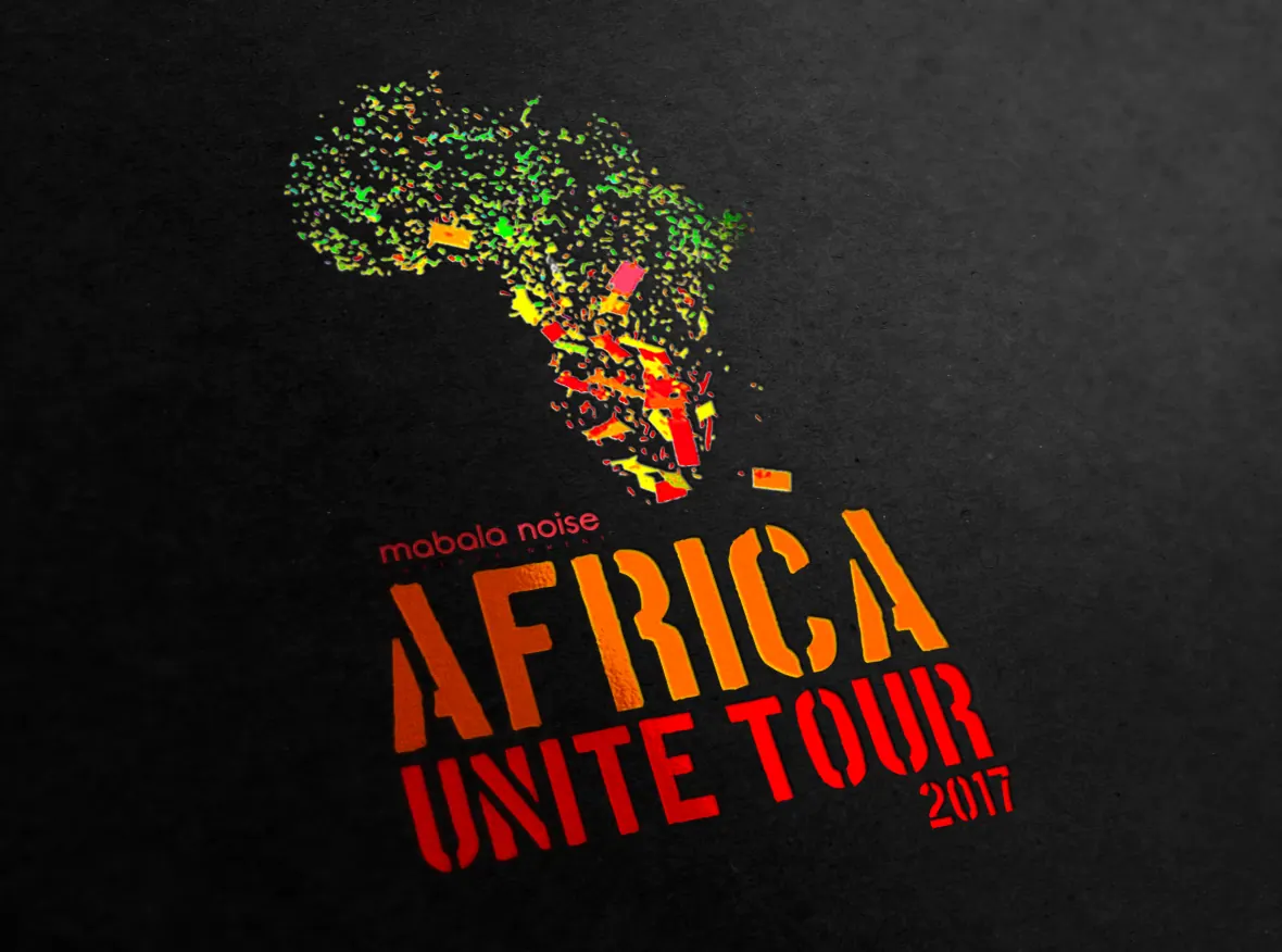 Africa Unite Tour logo built from a colourful map of Africa