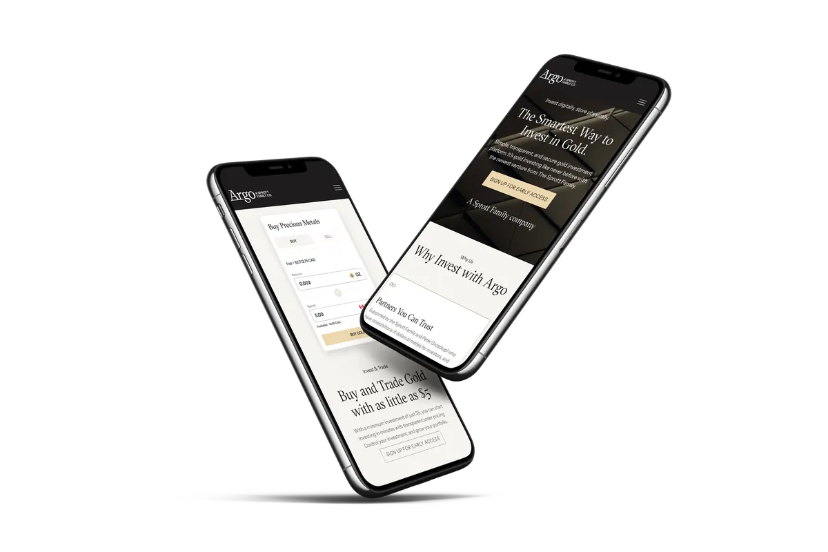 Two phones showing screens from the Argo mobile app