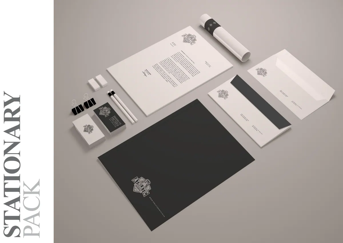 Athletic Hearts stationery pack with letterhead and business cards