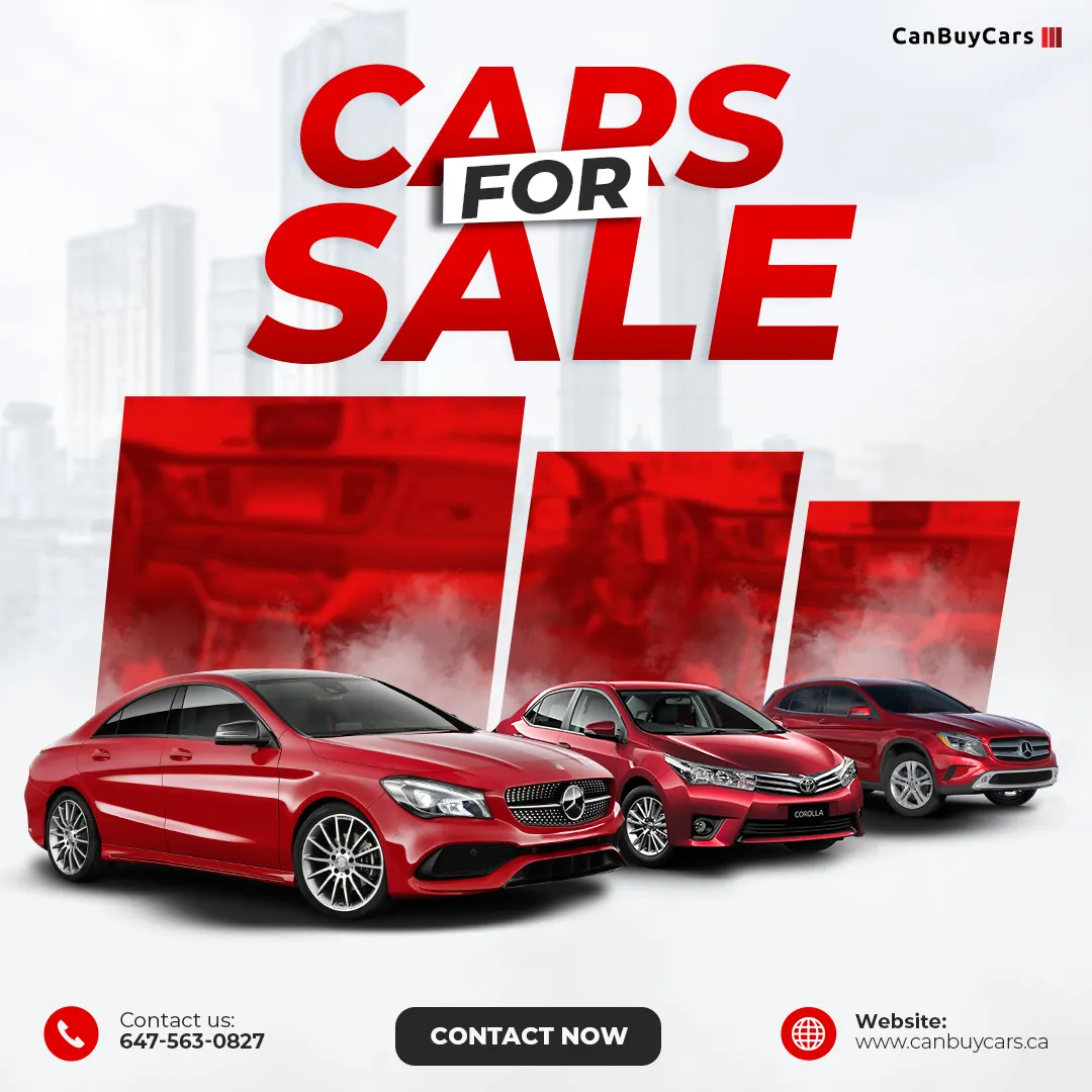 CanBuyCars Cars for Sale ad featuring three red sedans