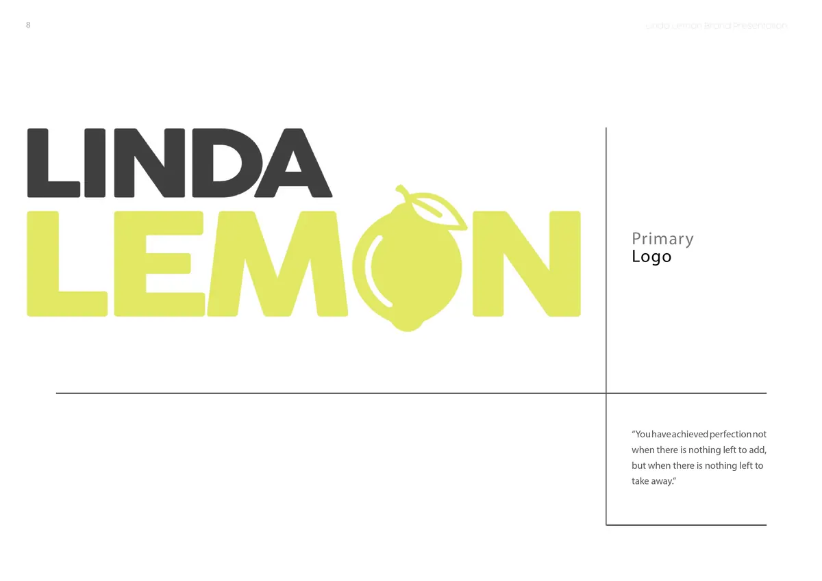 Primary logo page from the Linda Lemon brand book