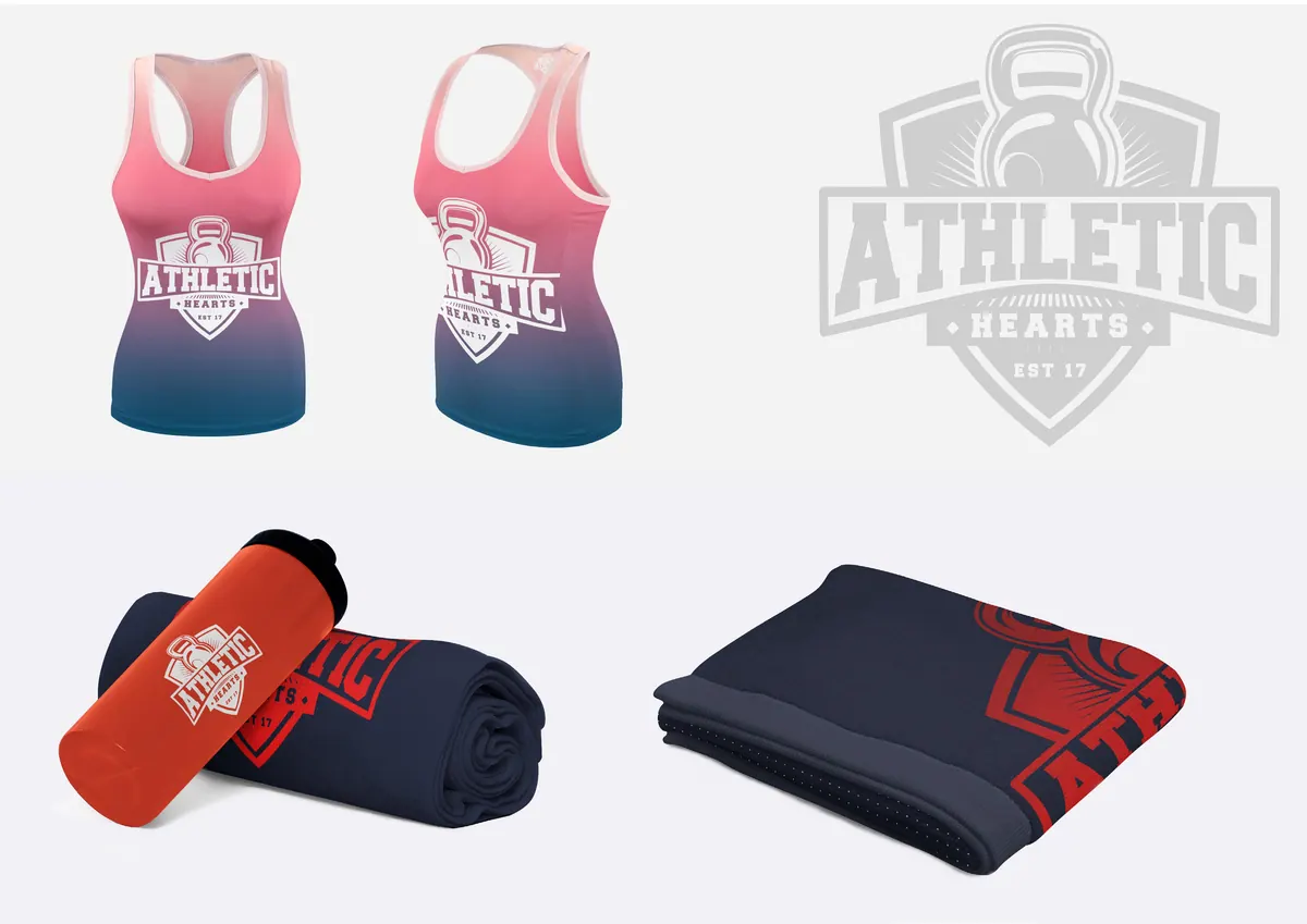 Athletic Hearts vests, towels and kit bag