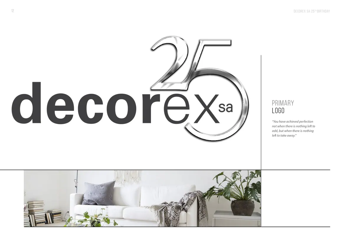 Decorex 25 primary logo page from the anniversary brand presentation
