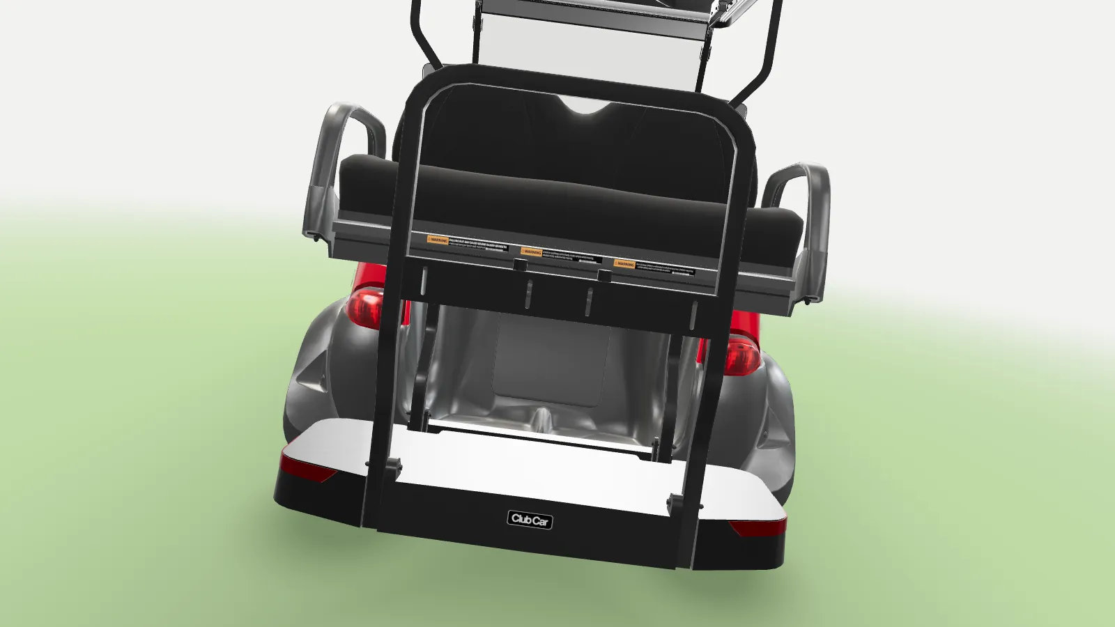 Behind the Onward, the rear-facing back seats and grab bar